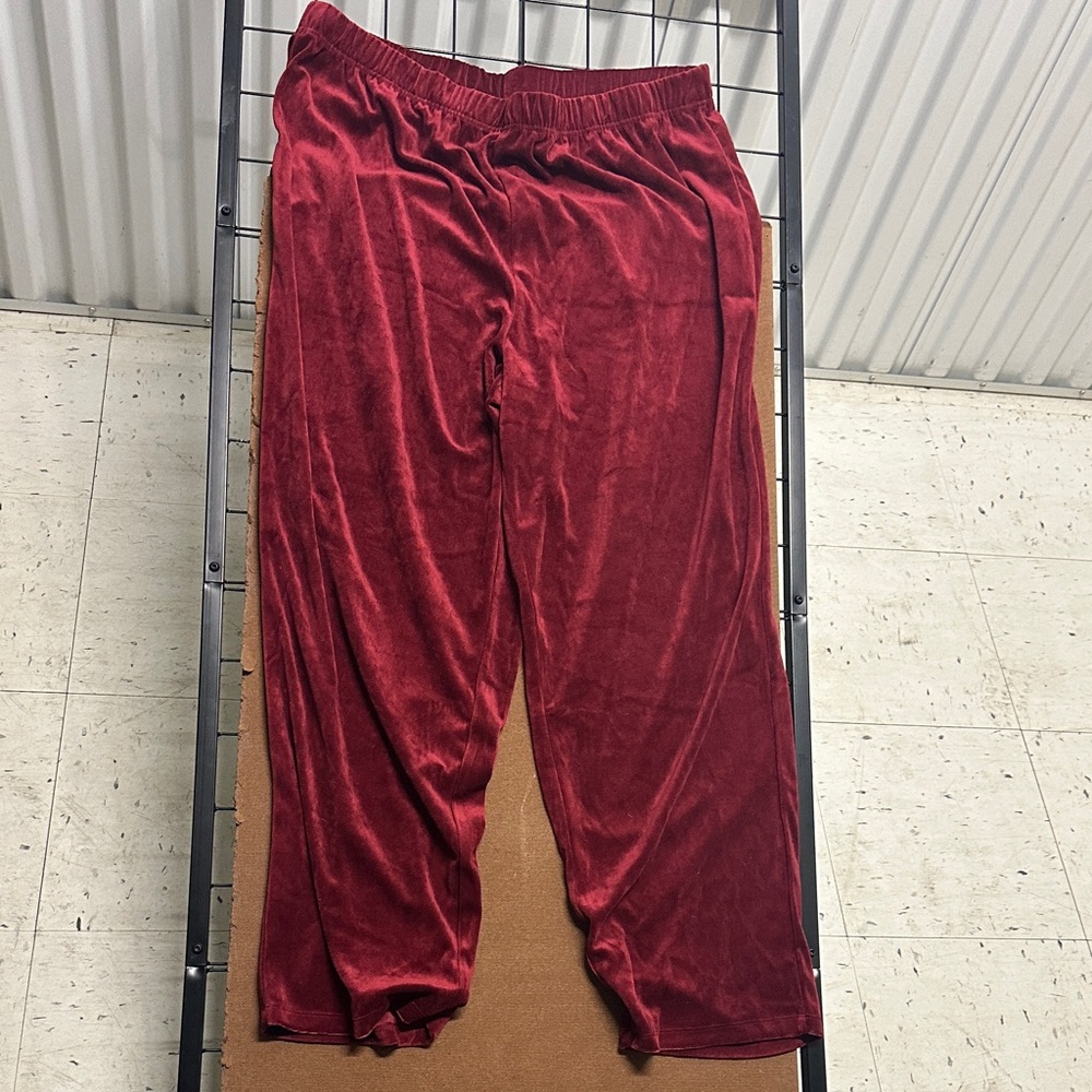 Red Plus Size Roamans Velvet Lounge Pants